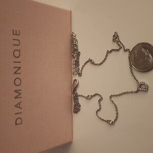 Diamonique Sterling Silver Necklace with Pendant